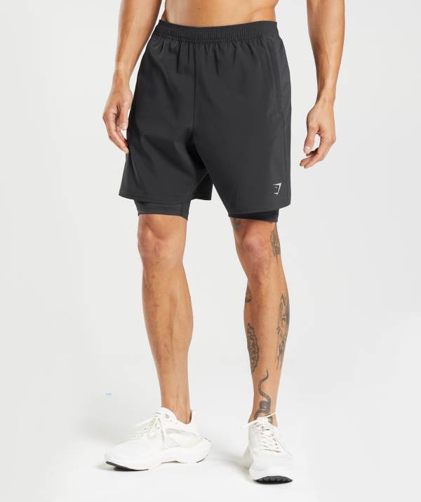 Panske Šortky Gymshark Aspect 2 In 1 Čierne | KW2693017